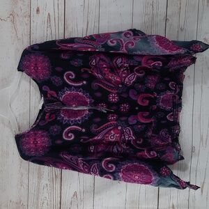 Allison Brittney Bohemian Paisley Blouse in Pink and Purple